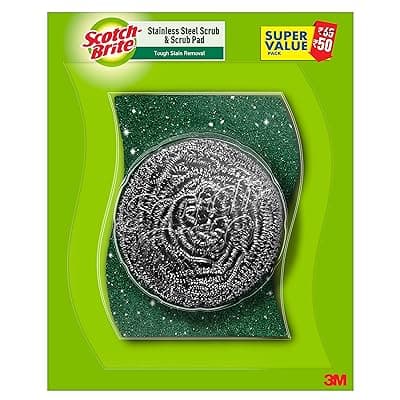 Scotch-Brite 1 Stainless Steel Scrubber (15g) and 1 Scrub pad Combo