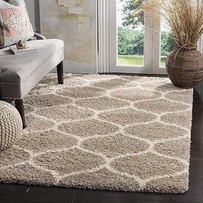 Anti Slip Plain Shaggy Fluffy Fur Bedside Runner Rug, Carpet for Living Room, Floor Mat, Bedroom, Kitchen (Light Brown, 2 x 6, Microfiber)