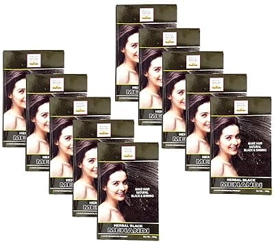 Khadi Mauri Black Herbal Mehndi,Pack of 10, 100 Grams each(Total 1000 Grams)