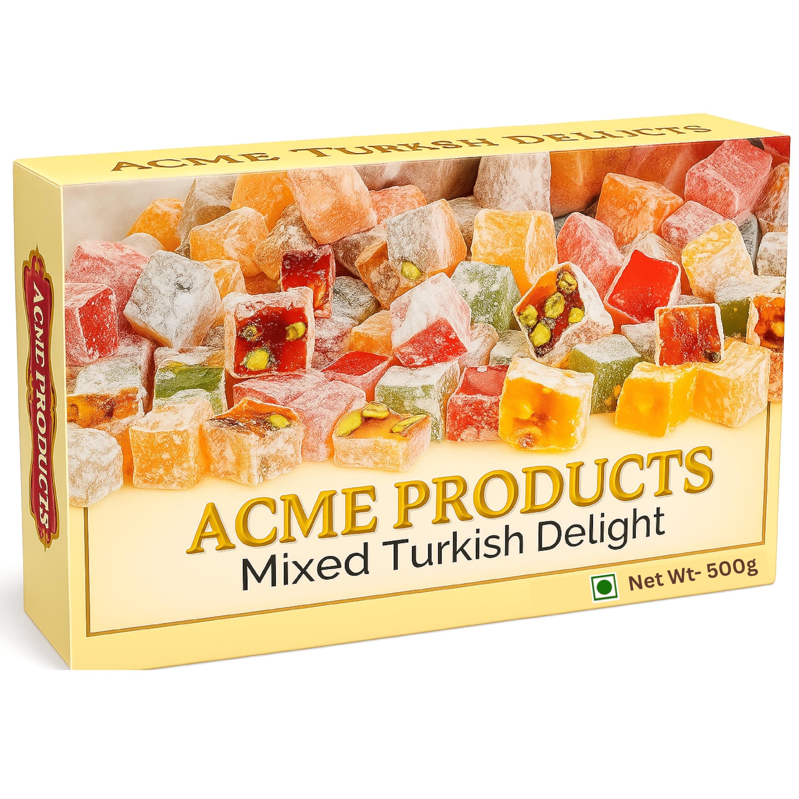 Acme Products Assorted Turkish Delight 250g | Rose, Lemon, Blueberry Pistachio, Pomegranate Pistachio, Almond Lemon, Orange Cashew | Premium Diwali Sweet Gift Box Mithai Hamper