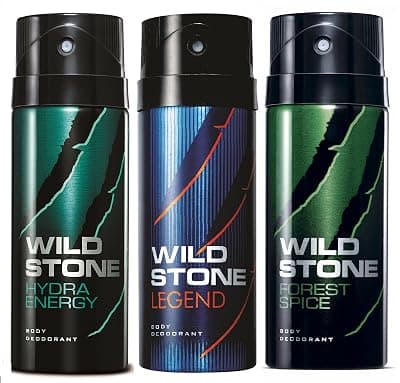 Wild Stone Hydra Energy, Legend and Forest Spice Deodorants for Men, Long Lasting Men Body Spray, Pack of 3 (150ml each)
