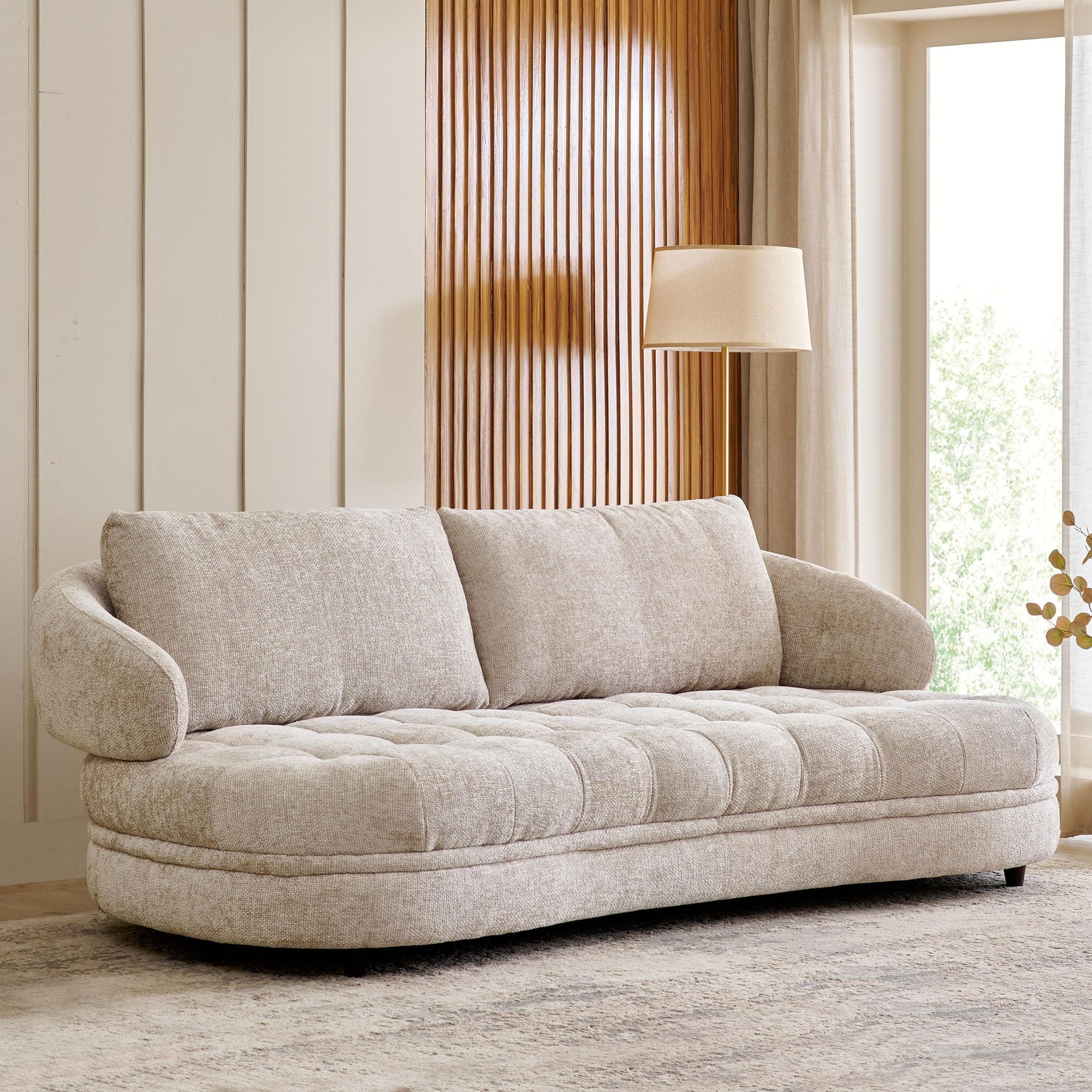 Home Centre | Alexa | Fabric | 3 Seater Sofas | Beige | 1 Year Warranty