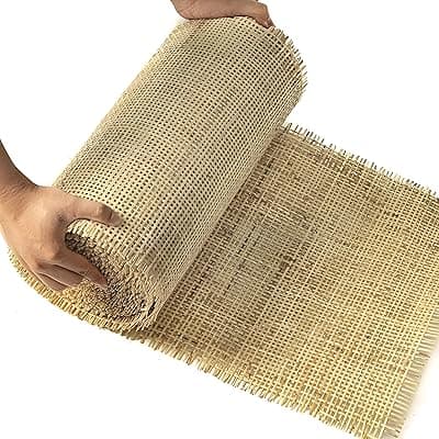 AM Caning Rattan Cane Webbing Squared Natural Rattan Cane Mesh Roll Cane Roll Jali Jaali for Home Furnishing Natural Light Brown (18x24 inch)