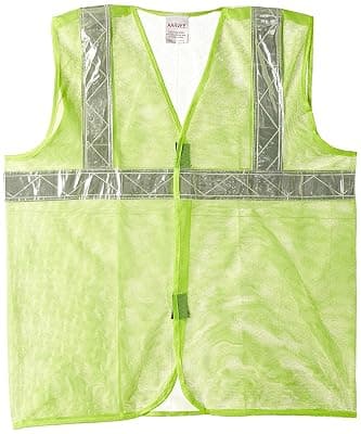 50 GSM Aarvee Cloth Safety Jacket with Reflective Tape (2 inch Tape, Green) - Pack of 10