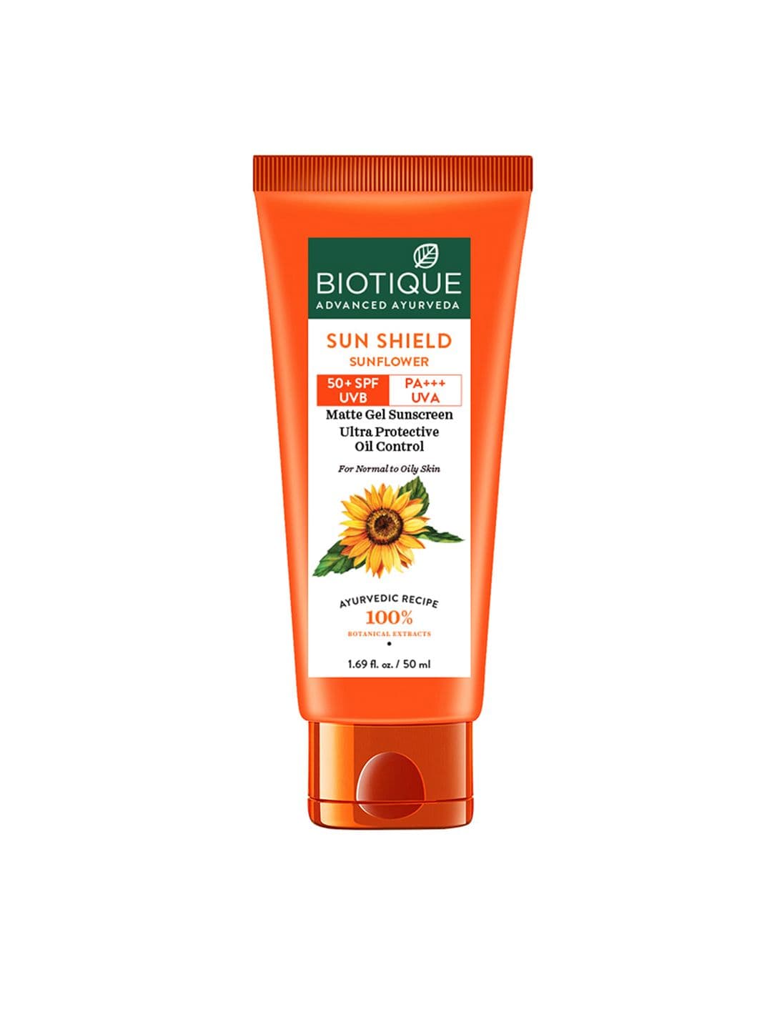 Biotique Unisex Sun Shield SPF 50 UVB/PA+++ UVA Bio Sunflower Matte Sunscreen Gel 50 ml
