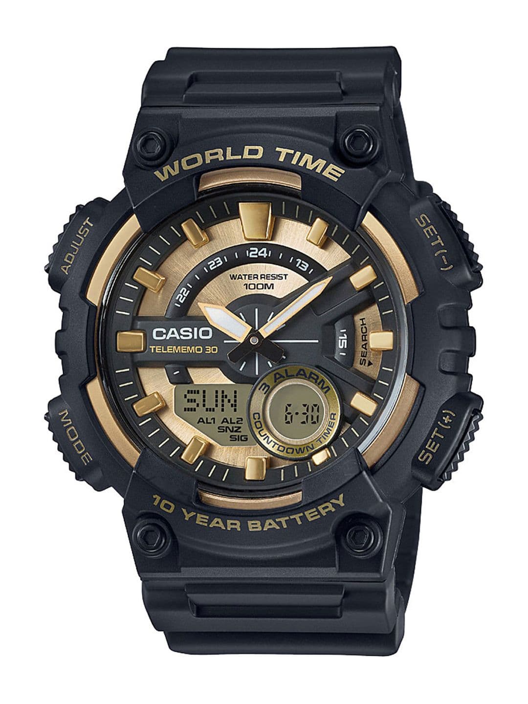 Casio Youth Combination AEQ-110BW-9AVDF Gold Analog-Digital dial Resin AD206
