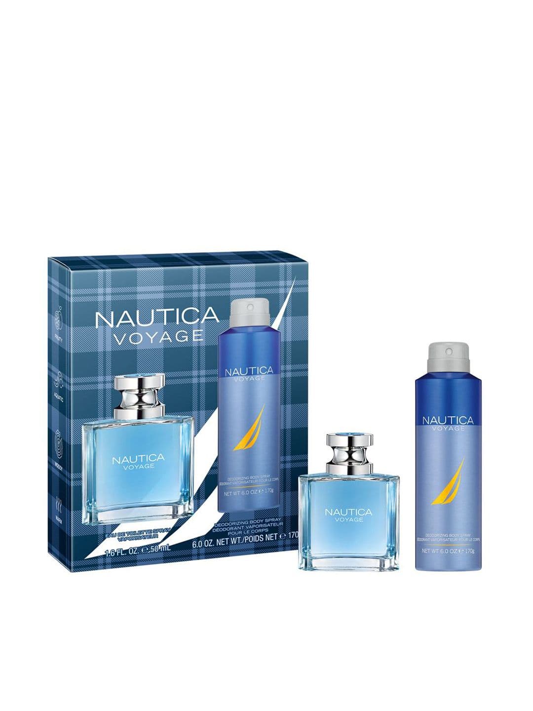 Nautica Men Set Of 2 Voyage Eau de Toilette - 50 ml & Deodorizing Body Spray - 170 ml