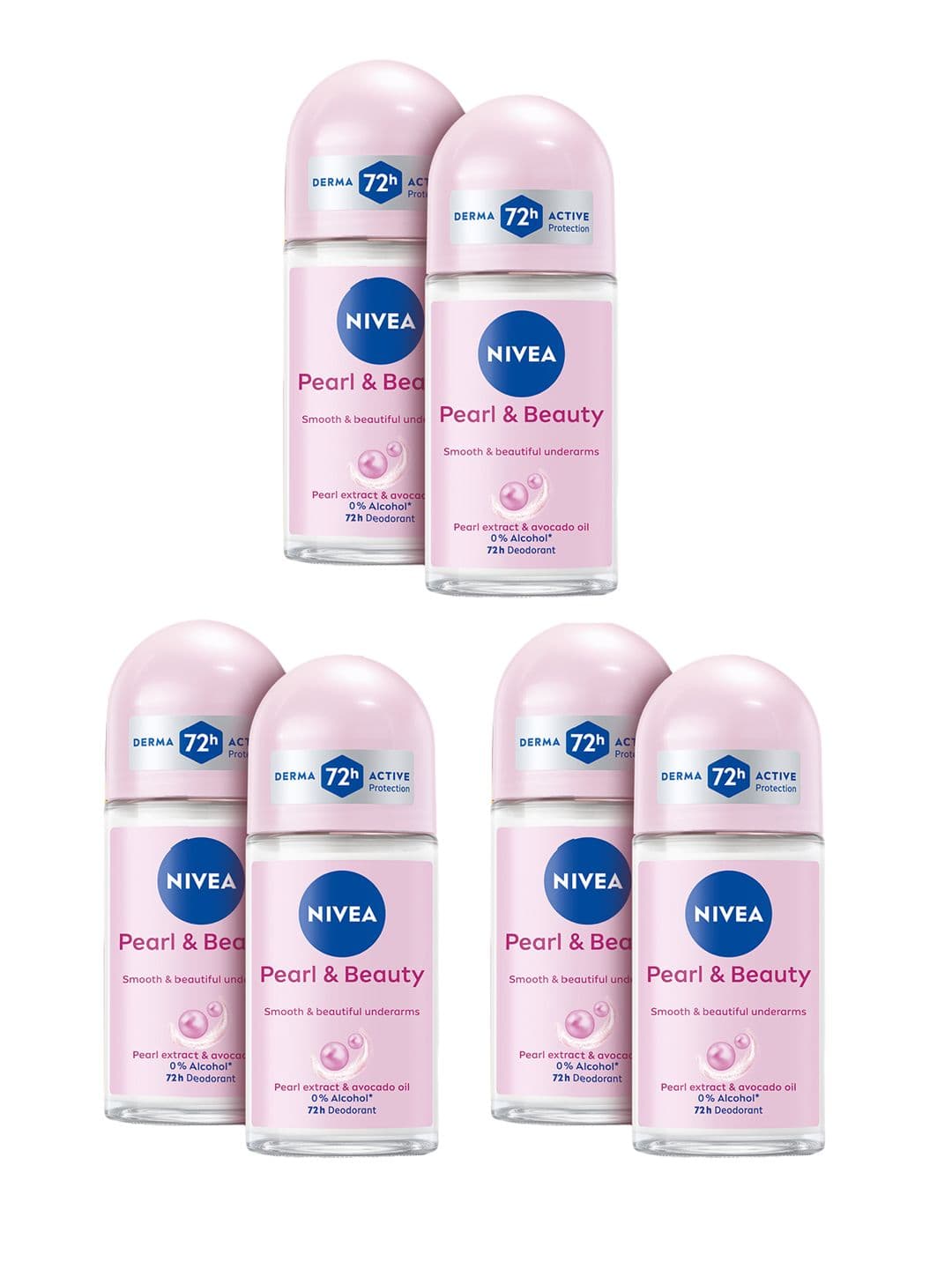 Nivea Women Set Of 3 Pearl & Beauty Deodorant Roll Ons With Avocado Oil - 50ml Each