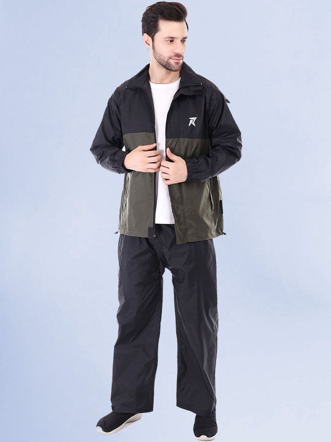 Rocksport Unisex Colourblocked Attached Hood Rain Suit
