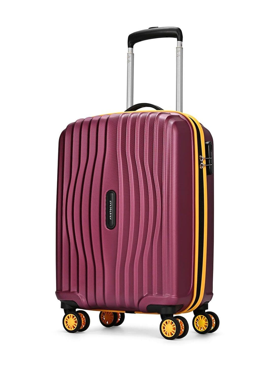 Aristocrat Vortex Plus Maroon Small Hard Luggage 56cm Cabin Trolley Bag with 8 Wheels