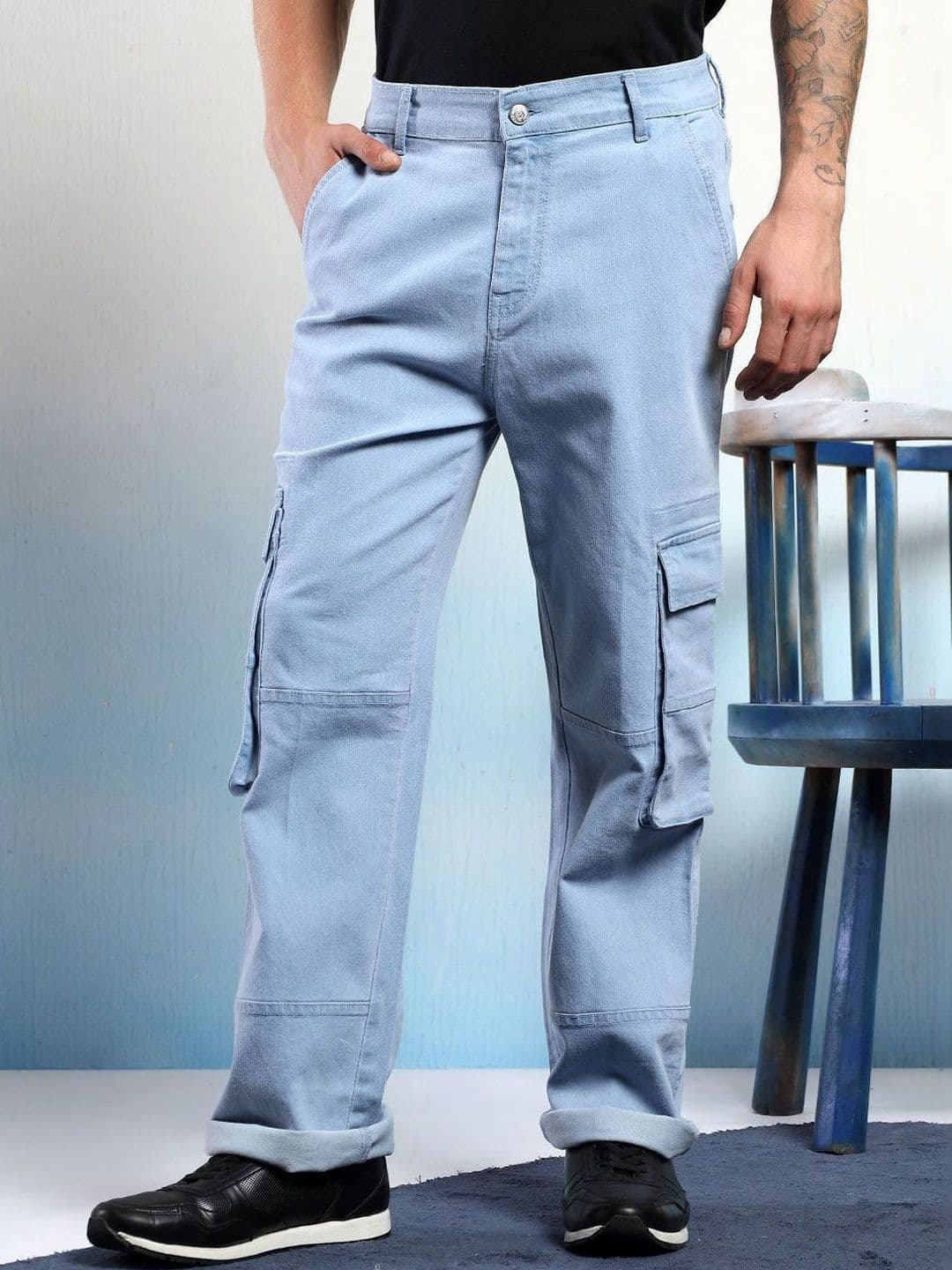 Stylecast X Kotty Men Low-Rise Wrinkle Free Cargos Trousers