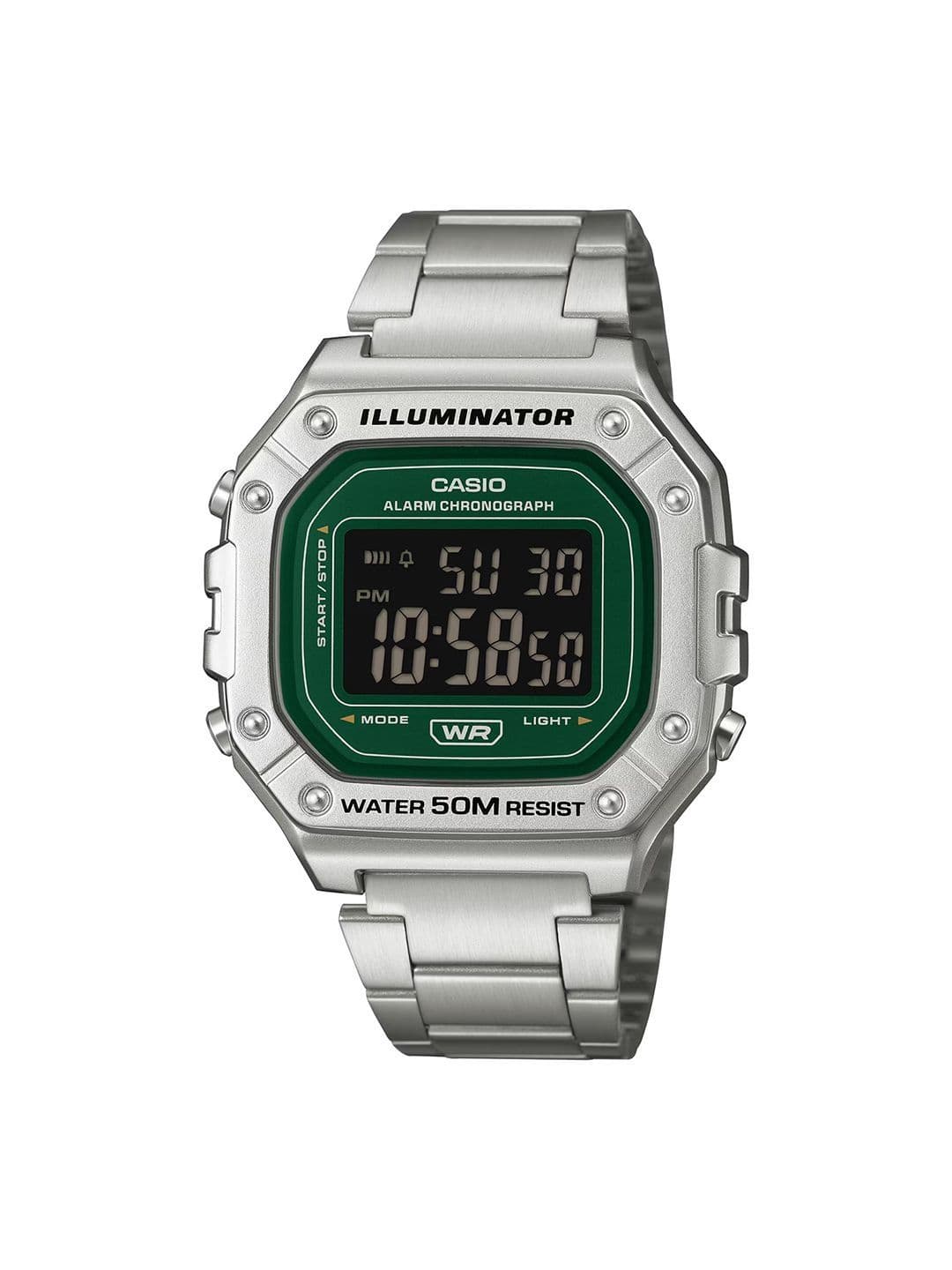 CASIO Unisex Brass Dial & Stainless Steel Bracelet Style Straps Digital LED Backlight Watch I136