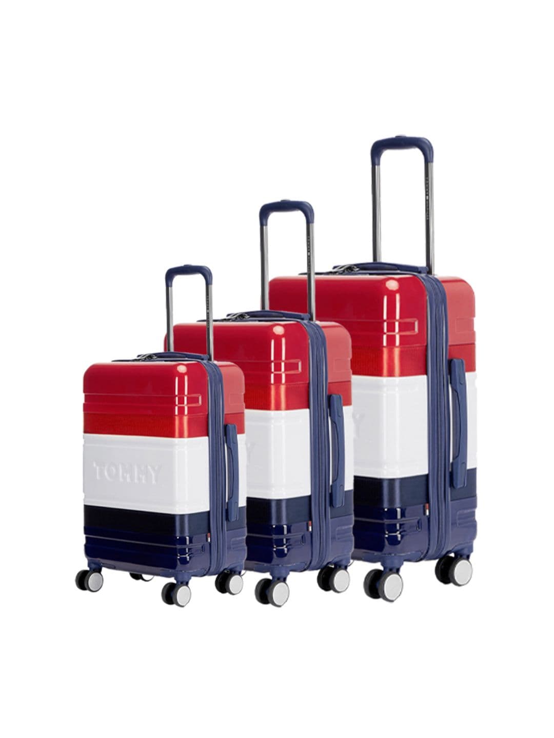 Tommy Hilfiger Pack of 3 Triton Pro Trolley Suitcases - Cabin, Medium & Large