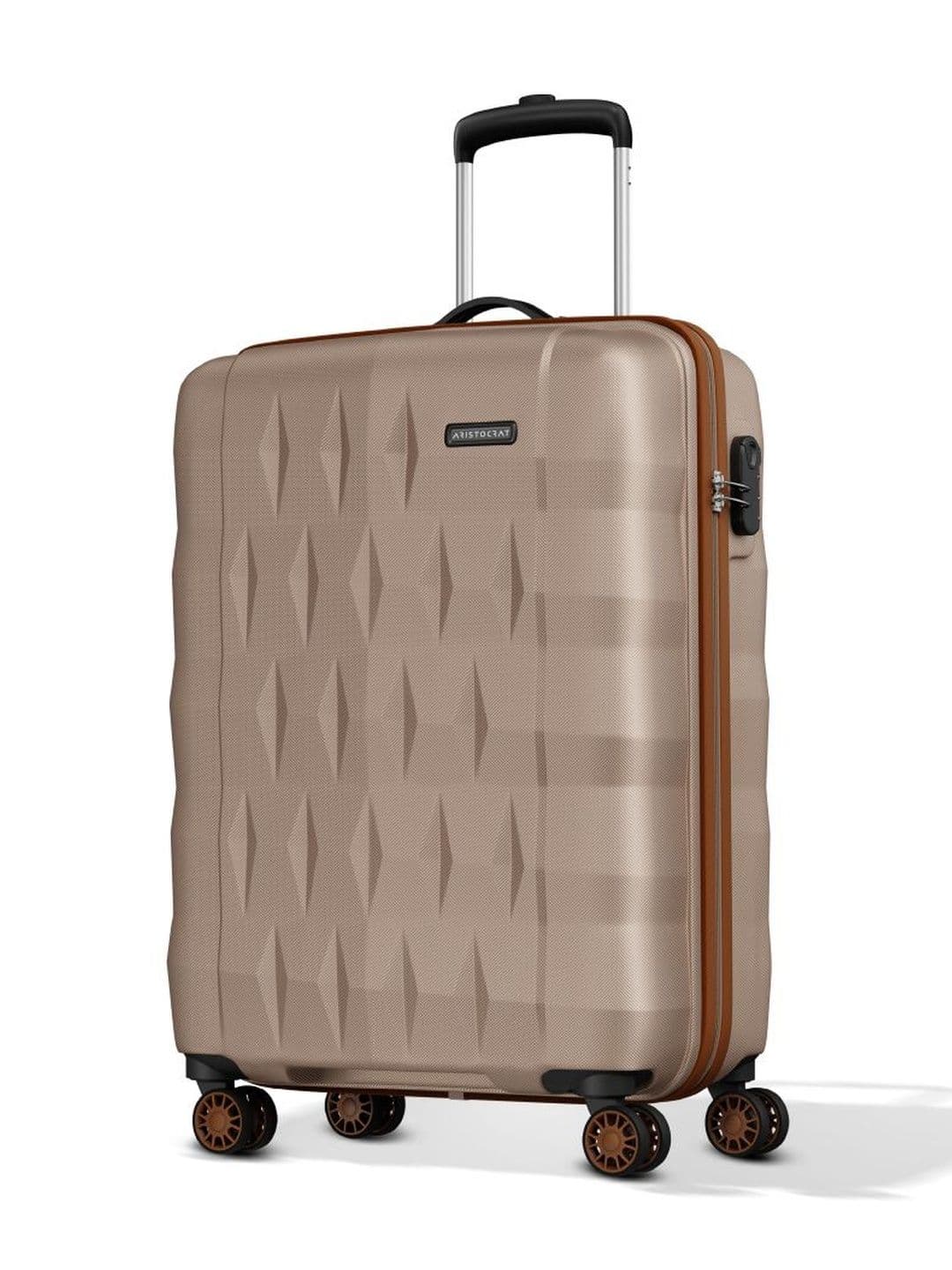 Aristocrat Unisex Comet Champagne Small Hard Luggage Cabin Trolley Bag with 8-Wheel