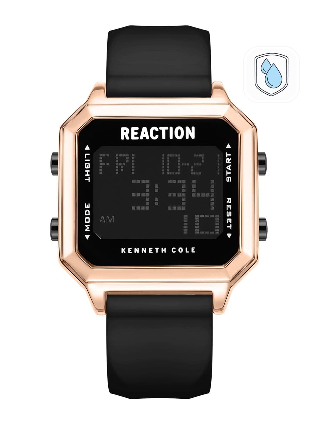 REACTION KENNETH COLE Unisex Black Bracelet Style Straps Digital Watch KRWGP9007801