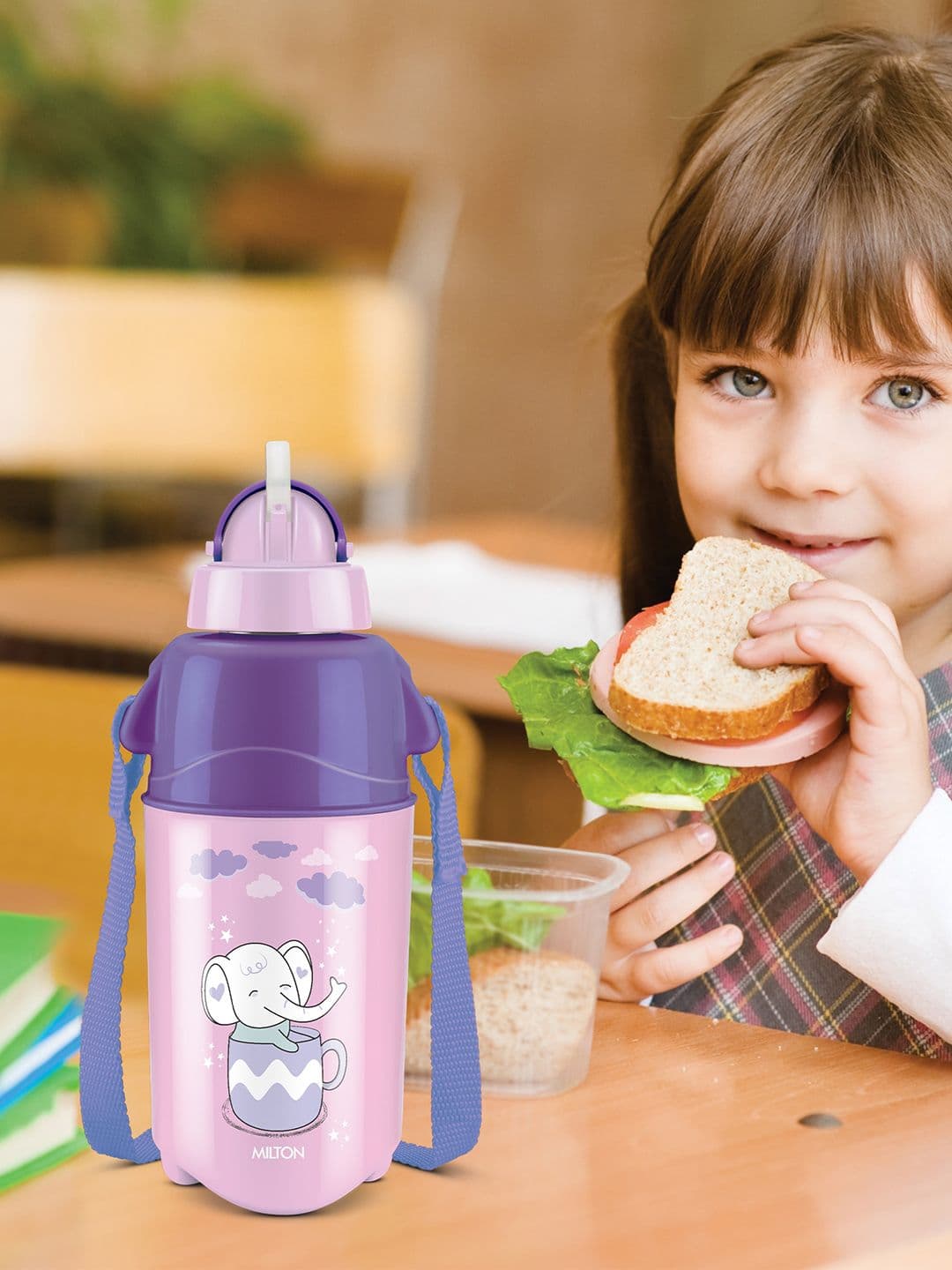 Milton Kool Trendy 400 Purple Conversational Plastic Spill Proof Sipper - 370ml