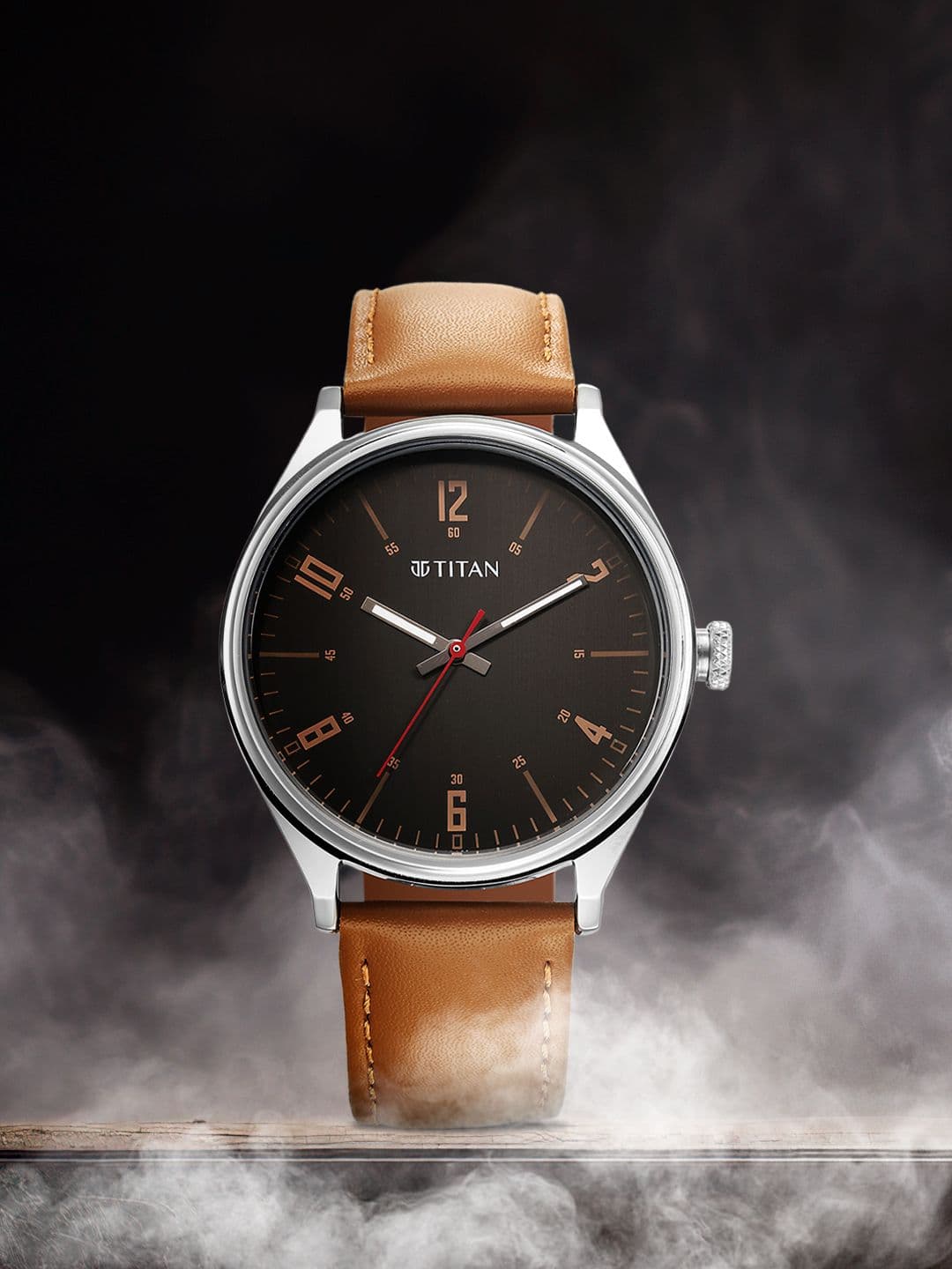 Titan Men Printed Dial & Leather Straps Analogue Watch 10024SL02