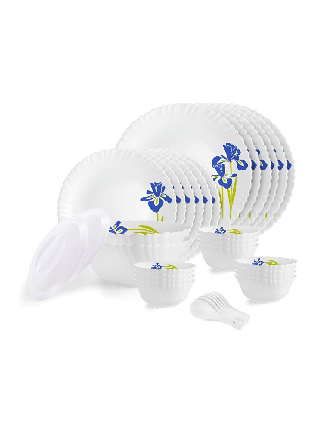 Cello Dazzle Series 34 Pieces Blue Iris Microwave and dishwasher safe Opalware Dinner Set