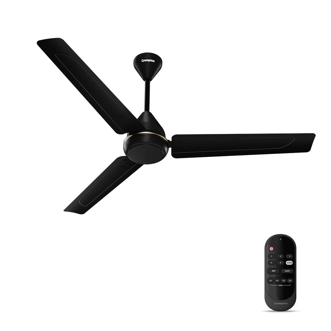 Crompton Energion Hyperboost 1200mm BLDC Ceiling Fan | Point Anywhere Remote Control | BEE 5 Star Rated Energy Efficient | Superior Air Delivery | 3 Year Brand Warranty | Matte Black