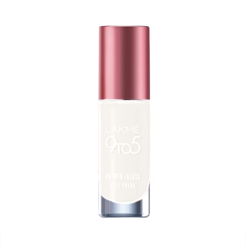 LAKMÉ 9To5 P+G Glossy Finish Nail Color Marble White 6Ml