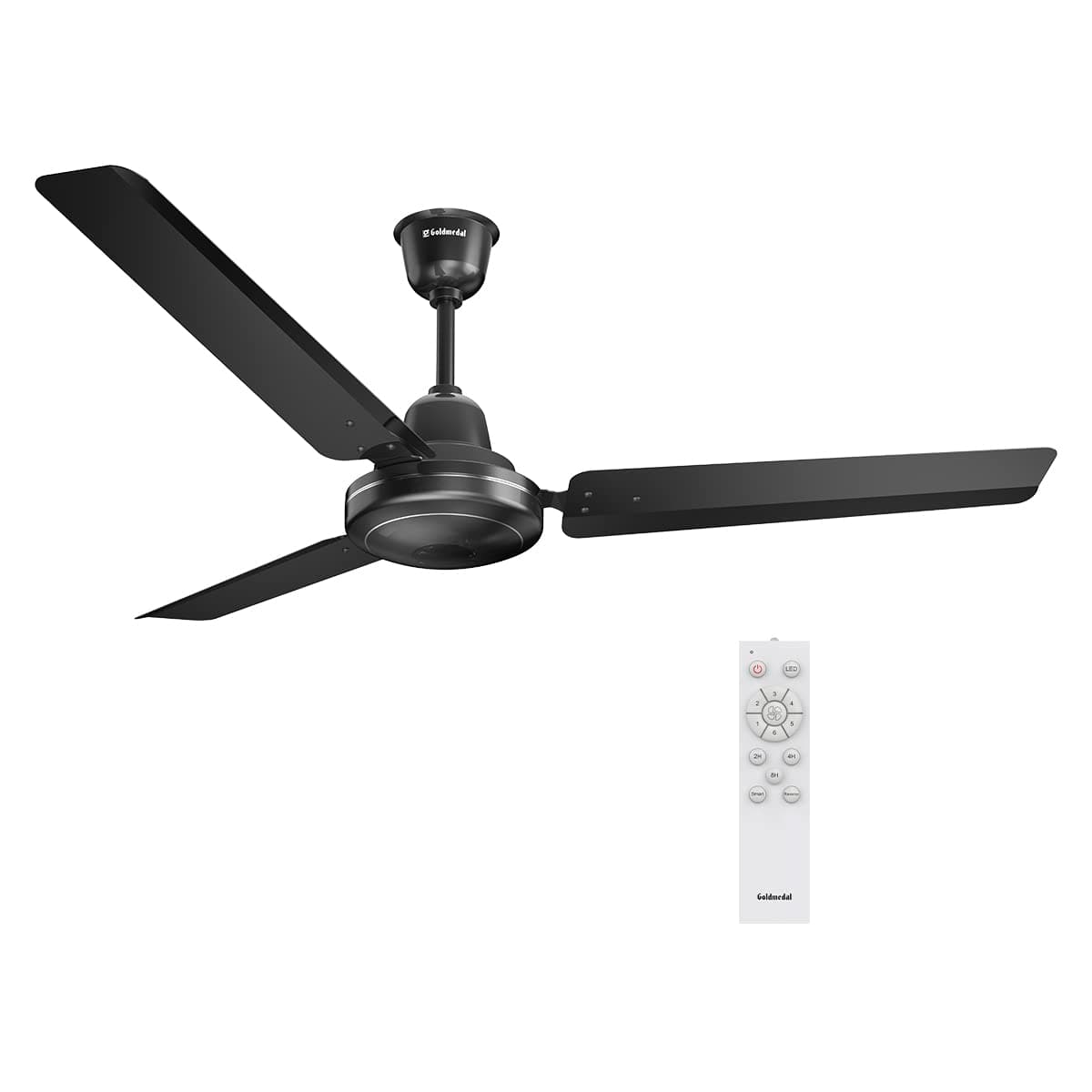 Goldmedal Geo Fox 1200 mm BEE Certified 5 Star Rated Standard Ceiling Fan For Home and Office | Remote Control | Speed Control | Optimum Air Delivery | 2 years Warranty (Black)