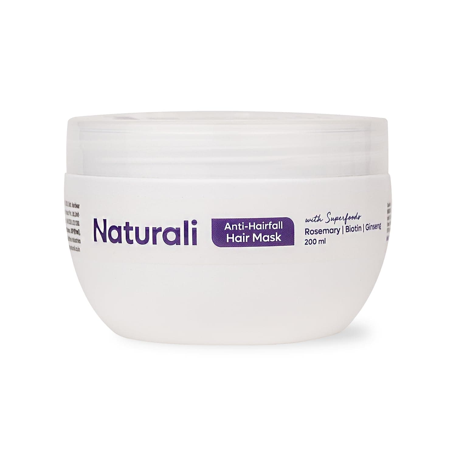 Naturali Anti-Hairfall Hair Mask With Rosemary, Ginseng & Biotin | Repairs Damaged Hair | Promotes Hair Follicle Growth | Paraben & Mineral Oil Free | 200ml