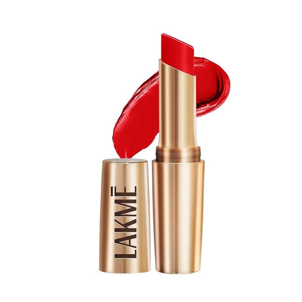 LAKMÉ LAKM Lakme Powerplay Priming Matte Lipstick, Smooth Finish, Lightweight Smudgeproof, Lasts 16hrs, Hydrates Lips, Red Twist, 3.6g |