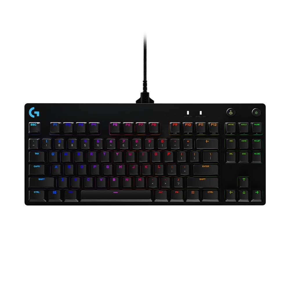 Logitech G PRO Mechanical Gaming Keyboard, Ultra Portable Tenkeyless Design, Detachable Micro USB Cable, 16.8 Million Color LIGHTSYNC RGB Backlit Keys,Black