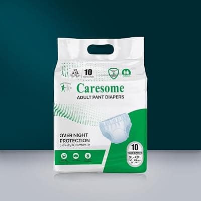 Adult Diapers Pants Style - with Odour Lock, Unisex, Leakproof, Elastic Waist and Anti-Bacterial Absorbent Core - Waist Size 75cm - 140cm - 10 Count - XL
