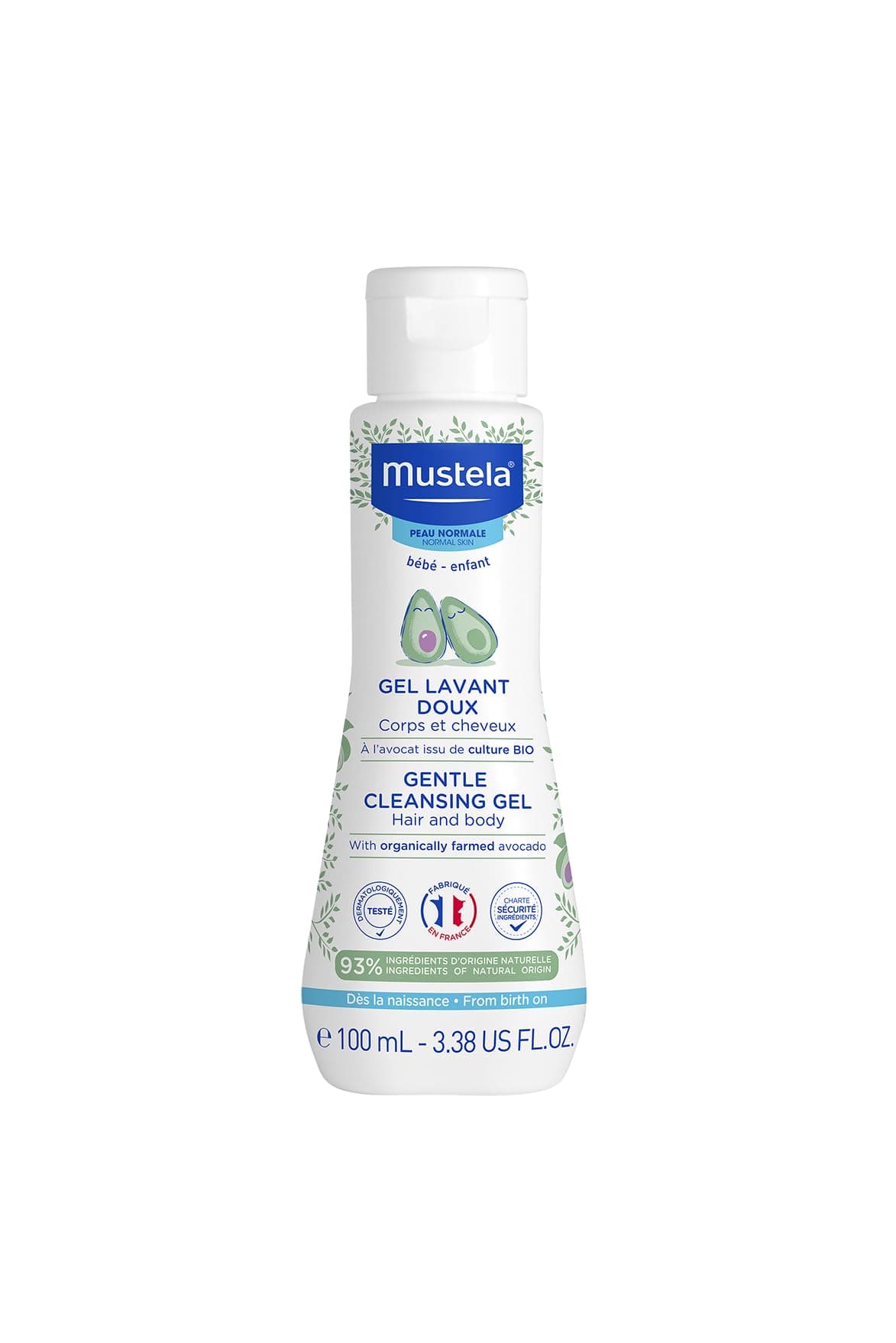 Mustela Baby Body Wash and Shampoo with Avocado 100ml – Head to Toe Wash for Bath | Baby Shampoo | Gentle Cleansing Gel with Vitamin B5