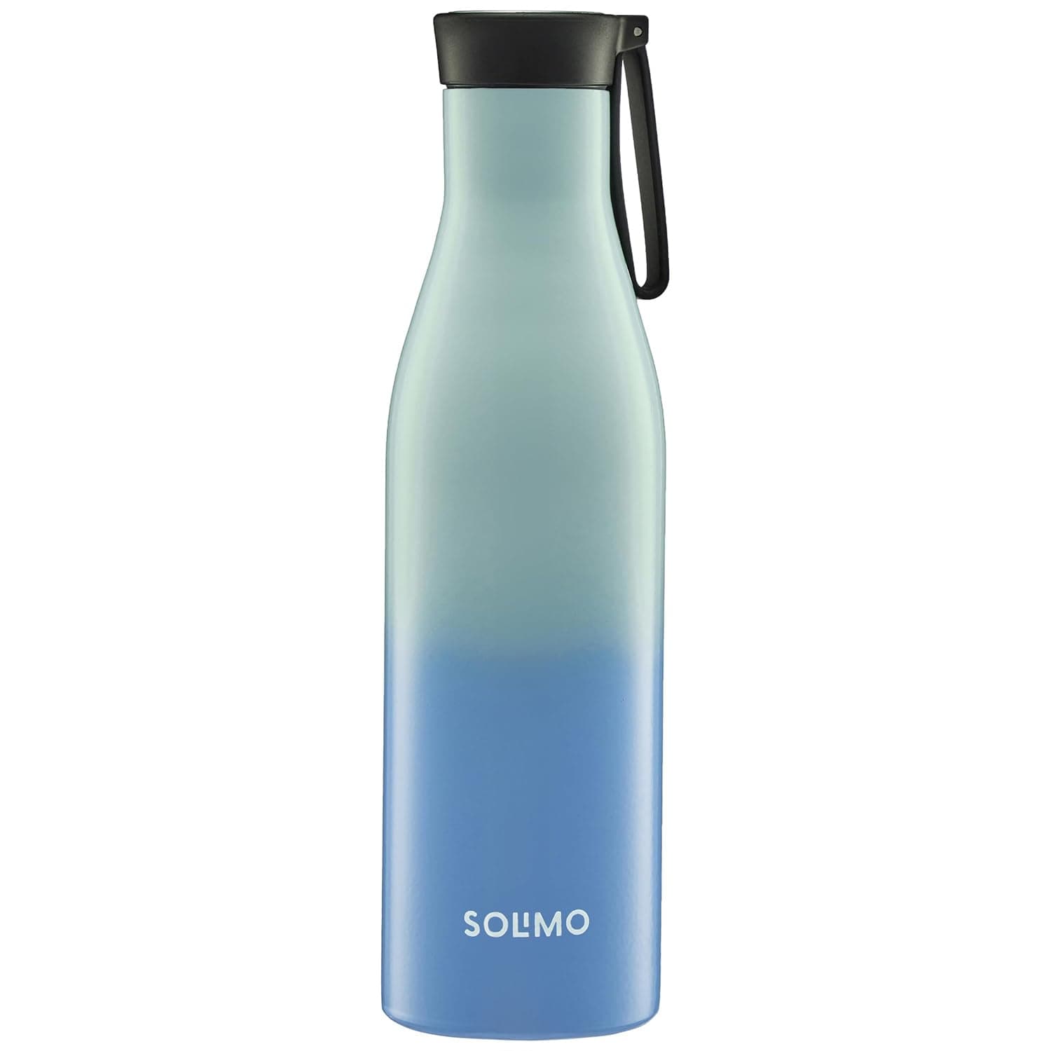 Amazon Brand - Solimo 850ml Stainless Steel Vacuum Insulated Bottle with Carry-on Strap | Double-Wall Insulation, Leak-Proof, 24 Hours Hot and Cold | for Work, Home, Commute and Travel | Blue & Green