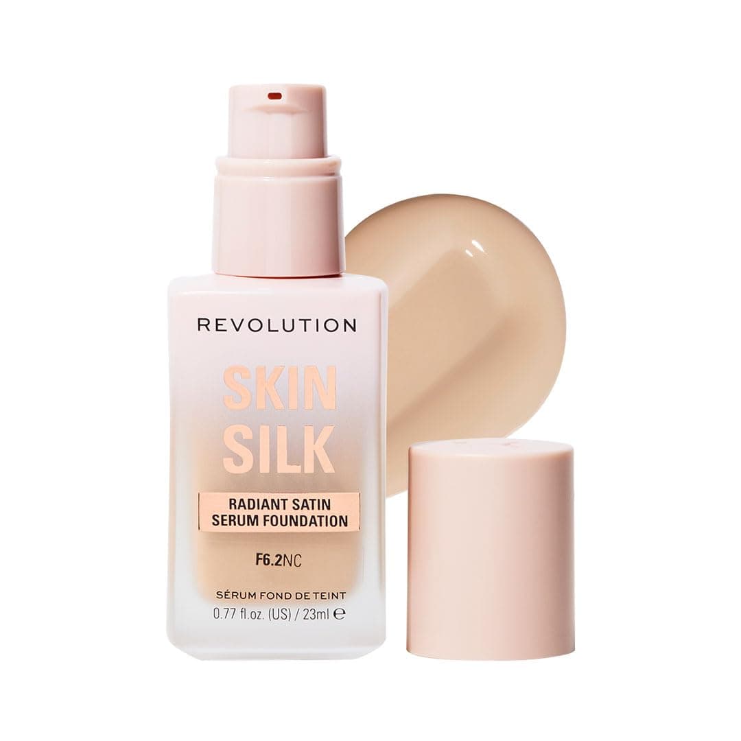 Revolution Skin Silk Serum Foundation- F6.2, Neutral Cool 23ml | Lightweight, Hydrating Foundation with Hyaluronic Acid & Peptides | Natural, Radiant Finish with Light-Medium Coverage | Long-Lasting Base Makeup | Shades Specially Selected for Indian Skin Tones