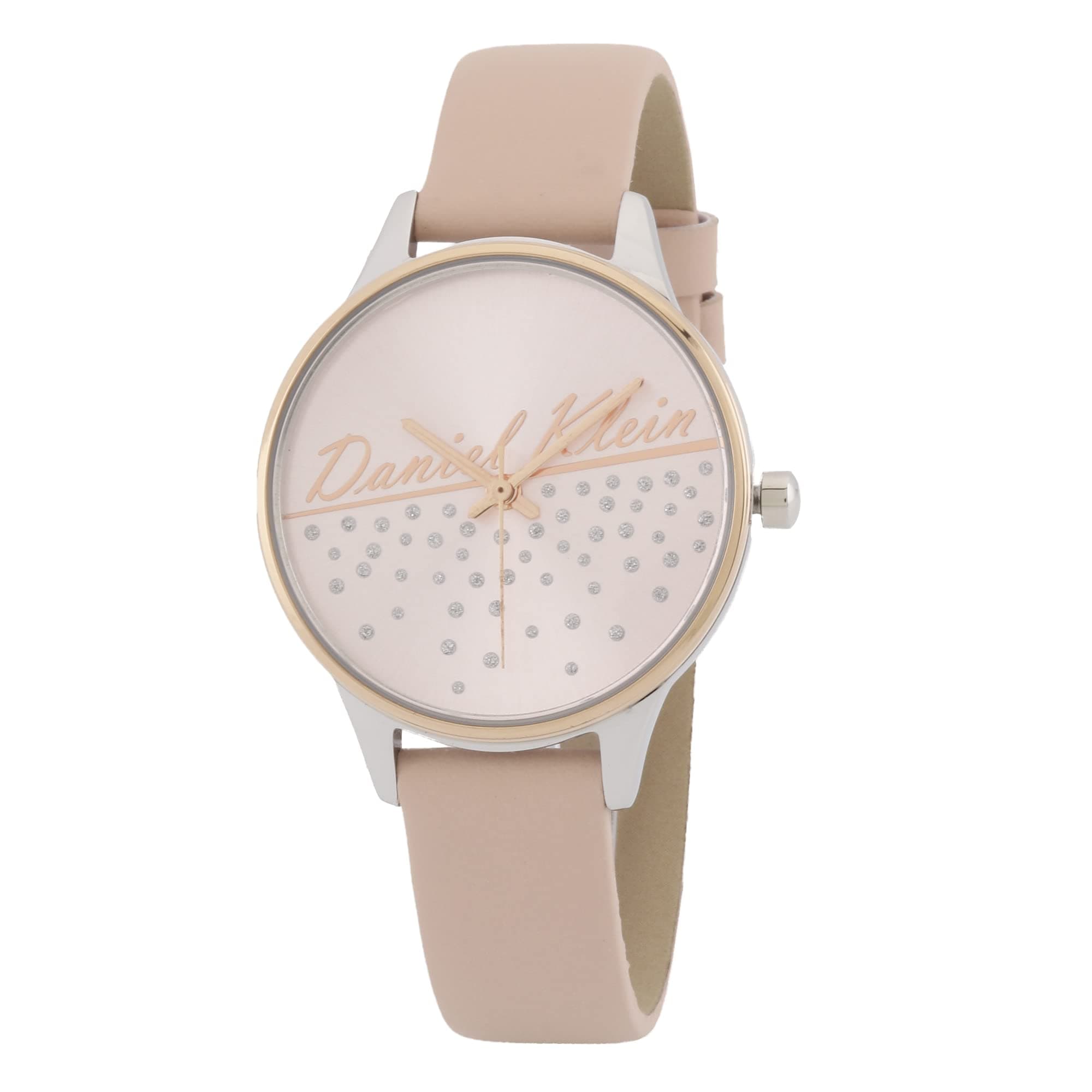 Daniel Klein Leather Analog Pink Dial Women's Watch-DK.1.12776-3