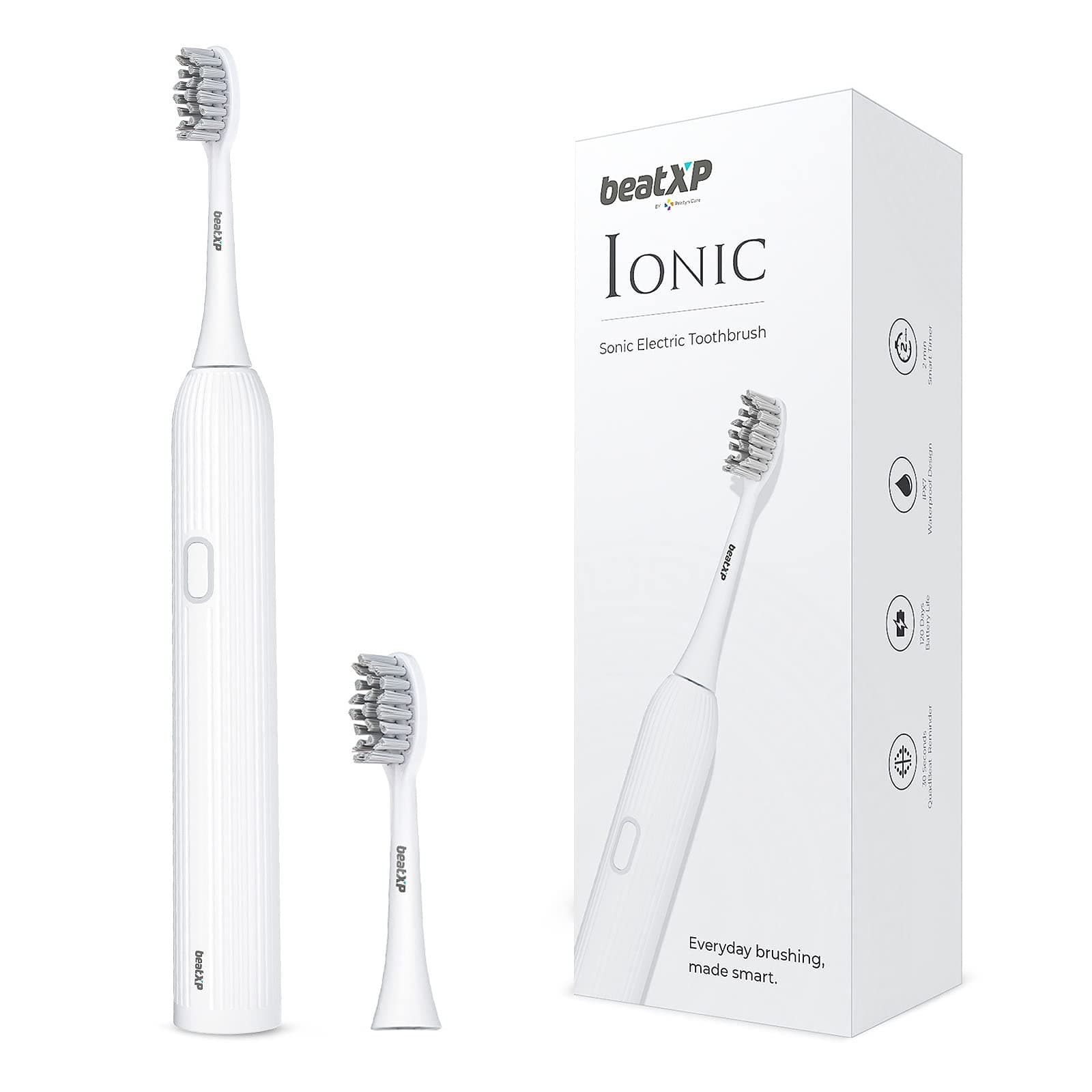 beatXP Ionic Electric Toothbrush for Adults with 2 Brush Heads & 4 Cleaning Modes| Rechargeable Electric Toothbrush