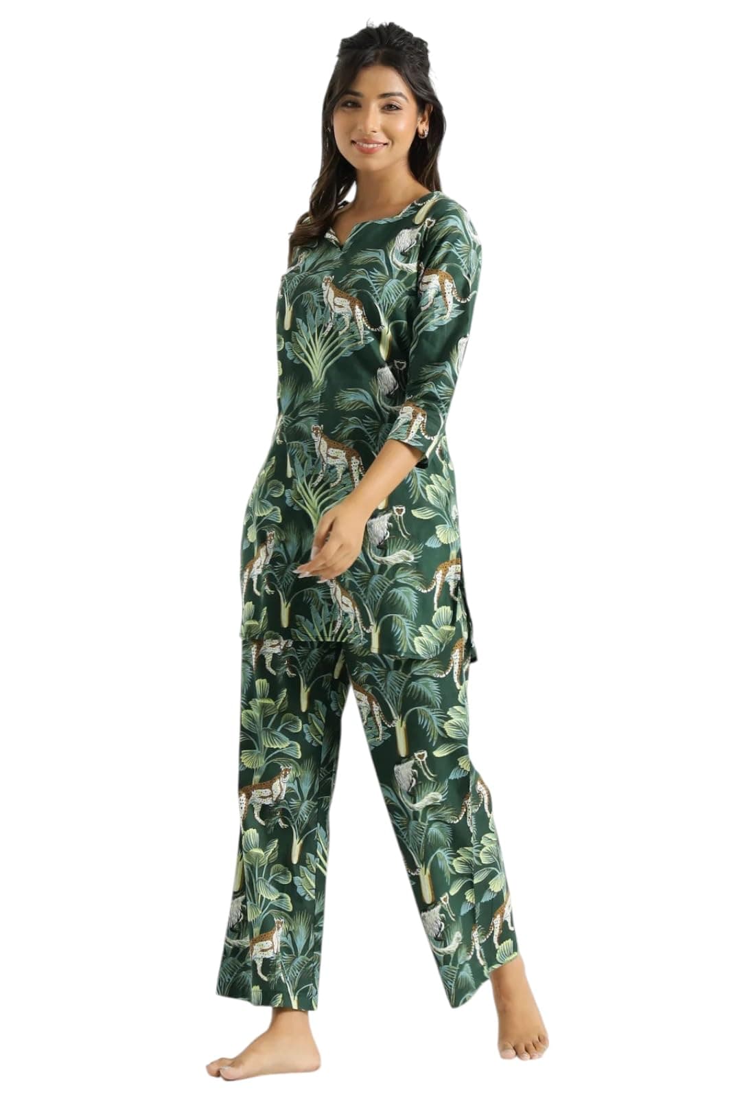 LookMark Women's Viscose Rayon Printed Stitched Kurta with Pant | Green Color Kurta Set | Kurta with Pant Set for Woman | Printed Kurta Set
