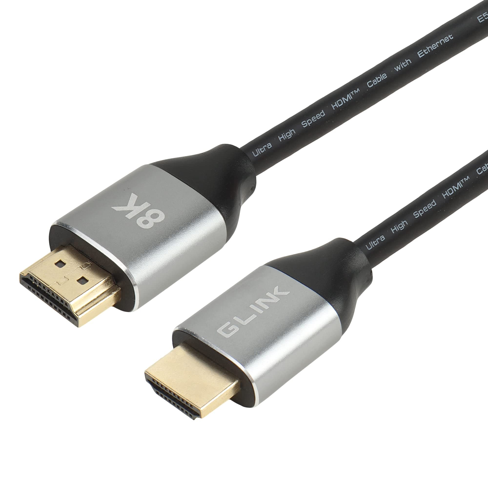 GLINK GL-402 Certified 8K eARC HDMI CABLE 2.1V 2Mtrs. 48Gbps 8K@60Hz, 4K@120Hz, 3D, HDCP 2.2 2.3, Dolby, Compatible PS5, Xbox, QLED TV,Native 4K Projector|Gold Plated Metal Connector (2M/6.56FT)