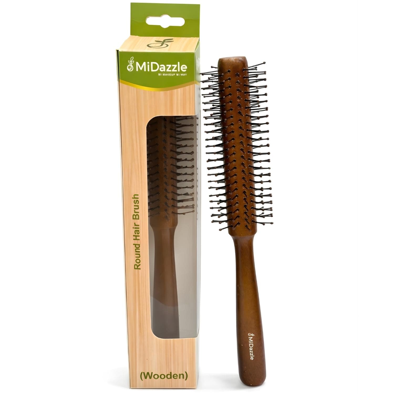 Midazzle Wooden Bold Hair Brush for Women & Men | Natural Wooden Bristles Scalp Massage Comb | Anti-Static, Reduces Frizz & Hair Fall | Detangling Paddle Brush for Thick, Curly & Straight Hair (MIHB0047)