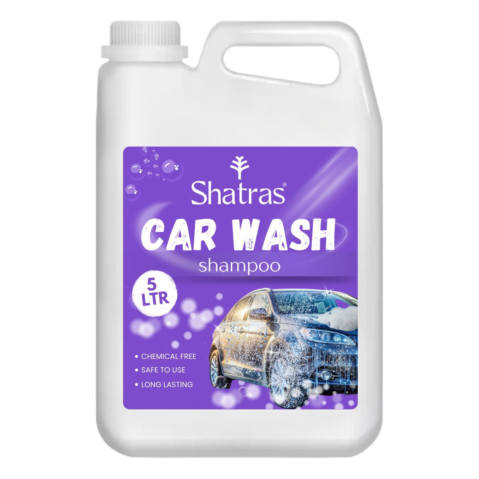 Shatras Car Wash Shampoo – High Foam Car Cleaning Liquid | pH Neutral Formula | Scratch-Free Wash | Deep Cleaning & Extra Shine | Suitable for All Vehicles - 5L (PURPLE)