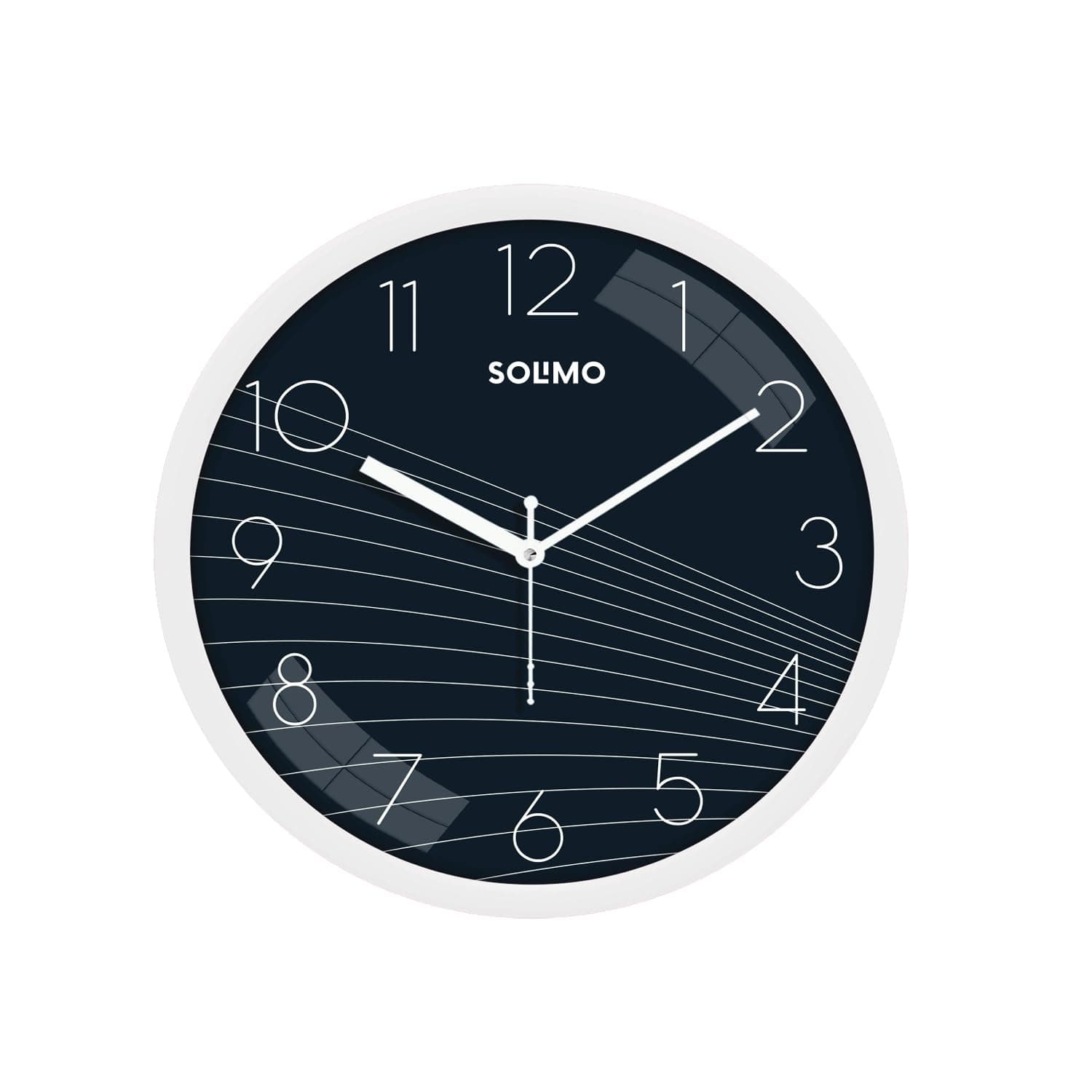 Amazon Brand - Solimo 11-Inch Classic & Modern and Stylish Silent Movement Wall Clock - White & Blue - Analog, Plastic