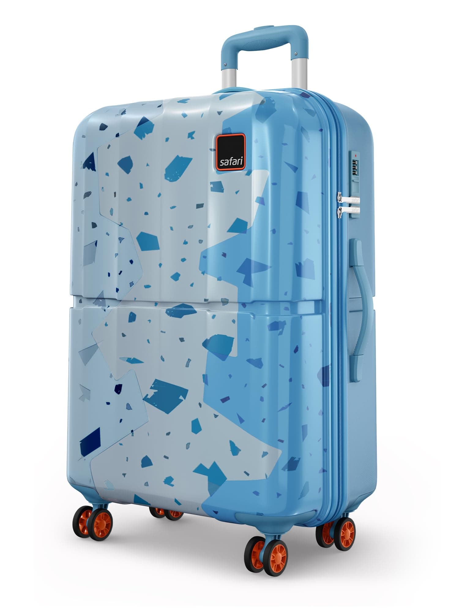 Safari Tazzo 8 Wheels 77cm Large Size Trolley Bag, Hard Case Polycarbonate, 360º Wheeling Small Check in Luggage, Suitcase for Travel, Trolley Bags for Travel, Printed