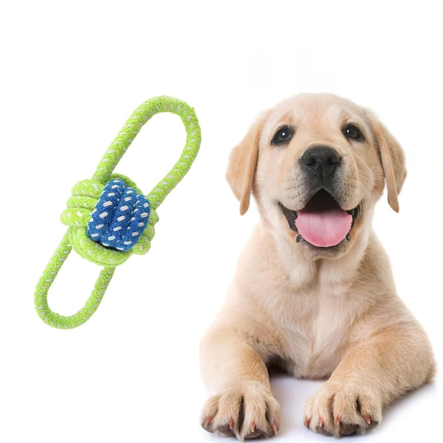 Petbabas Cotton Rope for Dogs and Pets |Knotted Woven Pet Dog Toy Eco-Friendly Cotton Toys Medium/Small Toy |Chewing and Playing Teeth Cleaning and Training for Dogs and Puppies (Green)