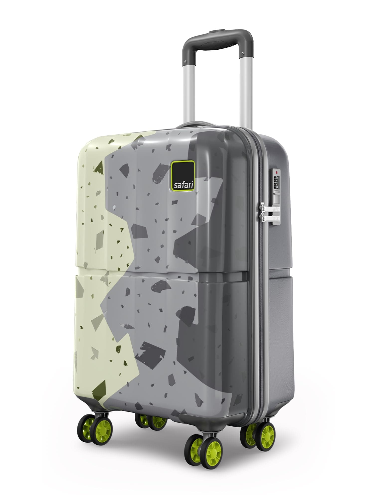 Safari Tazzo 8 Wheels 55cm Cabin Size Trolley Bag, Hard Case Polycarbonate, 360º Wheeling Small Carry-on Luggage, Suitcase for Travel, Trolley Bags for Travel, Printed