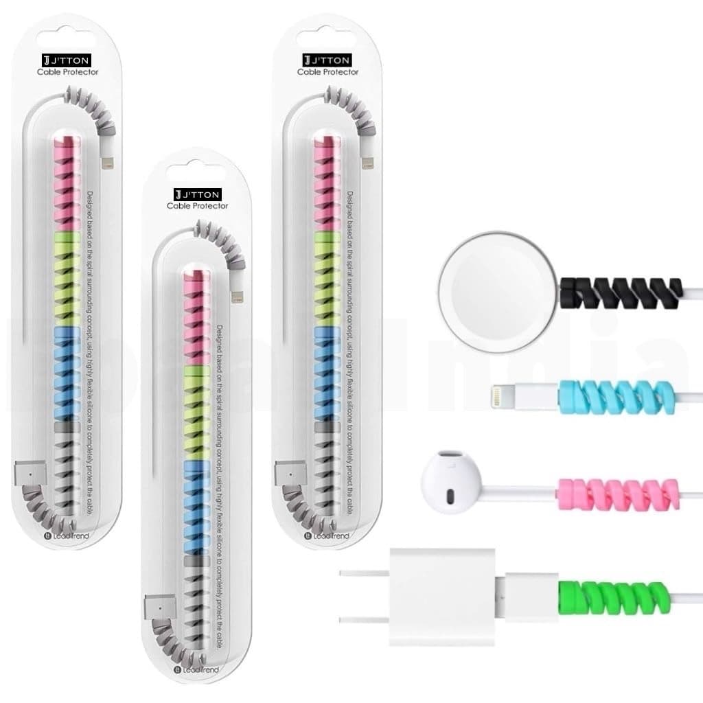 J'TTON 12 Pcs Spiral Sleeves for Charger Cable Protector Data Cable Saver Charging Cord Protective Cable Cover Headphone MacBook Laptop Earphone Cell Phone (Set of 3)