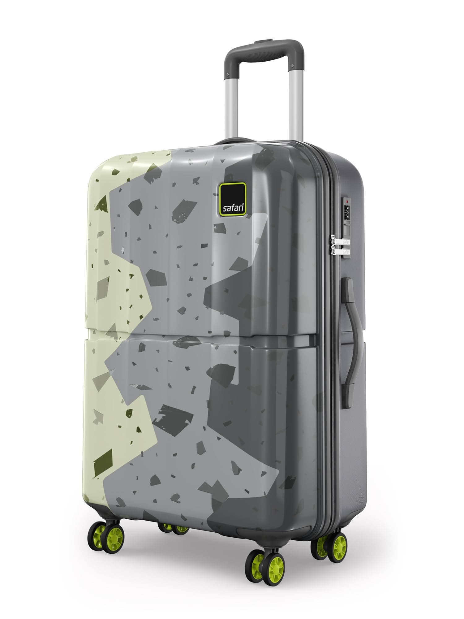 Safari Tazzo 8 Wheels 66cm Medium Size Trolley Bag, Hard Case Polycarbonate, 360º Wheeling Small Check in Luggage, Suitcase for Travel, Trolley Bags for Travel, Printed