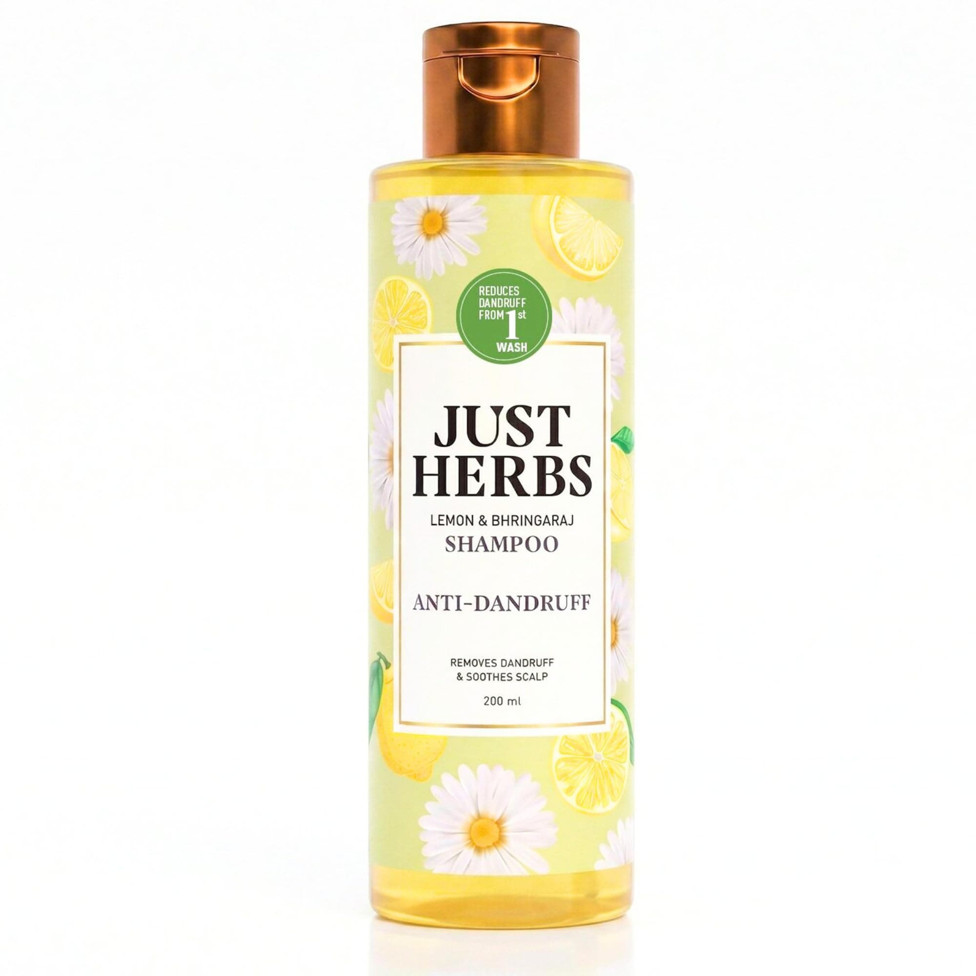 Just Herbs Ayurvedic Anti-Dandruff Shampoo | Natural Shampoo For Dry Scalp | Clears Dandruff | Sulphate & Paraben Free - 200 ml