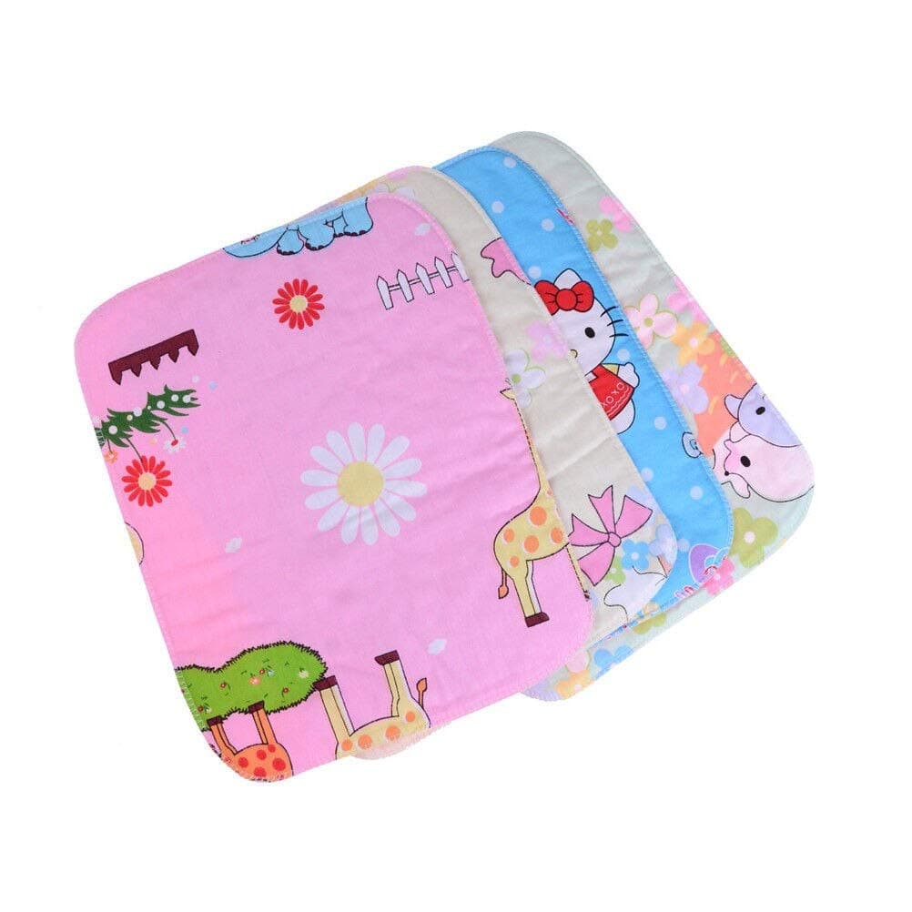 Little Boo Baby's Soft Cotton Diaper Changing Mat/Sleeping mats/Water Proof Bed Protector with Foam for New Born Baby 58×45 CM -0-6 Months (Pack of 4,Multicolor)