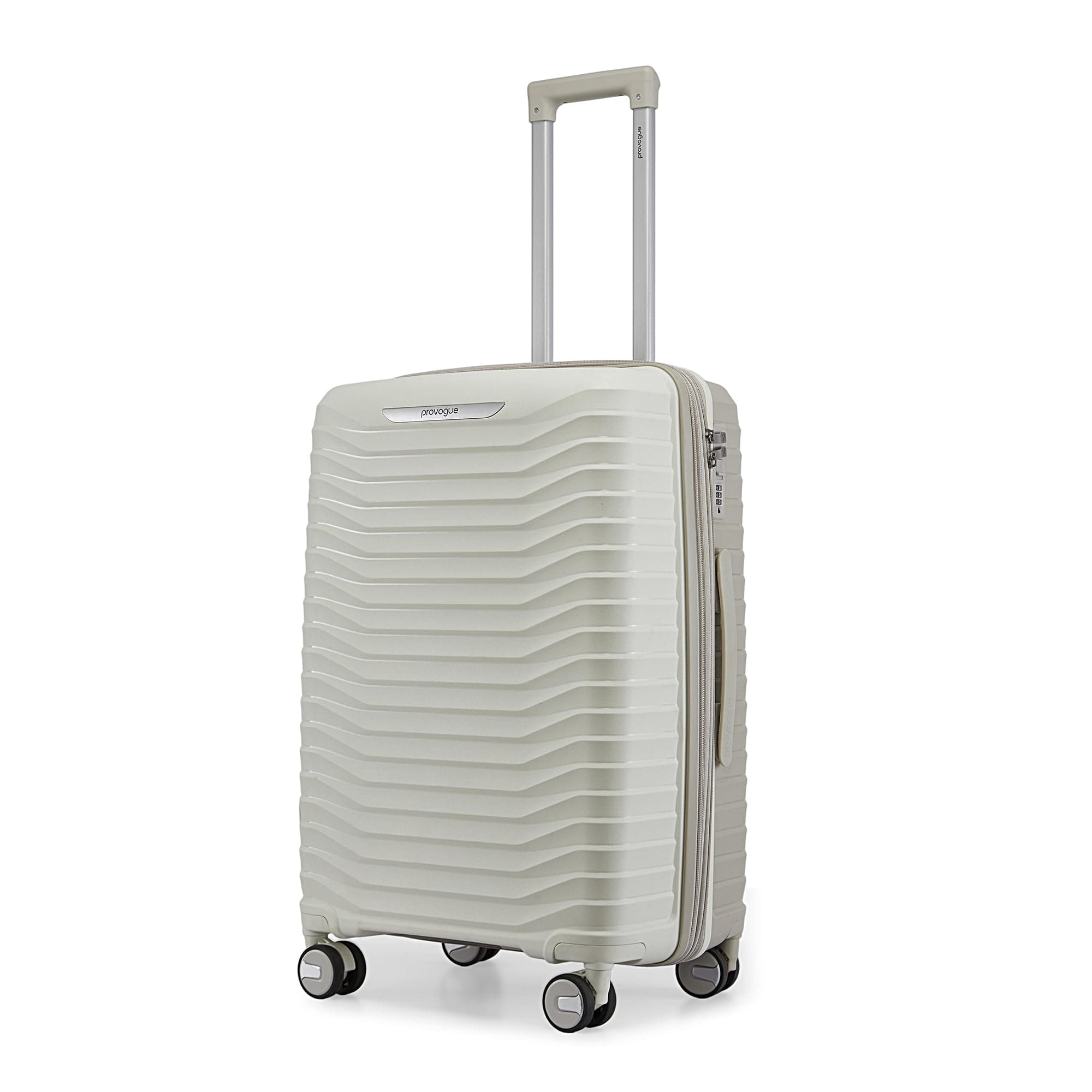 Provogue Coral Hard-Sided PP 65 Cm Trolley Bags for Travel Medium Size | Expandable Luggage Suitcase with 8 Wheels | Combination Lock | 5 Year Warranty (Grey Cloud/Timberwolf Grey)