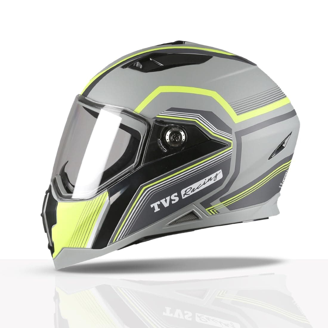 TVS Racing Anti Matter Full Face Helmet for Bike & Motorcycle Riders-DOT & ISI Certified-Lightweight ABS Shell, UV Resistant-Ventilated Comfort Liner, Quick-Release Visor & Chin Strap