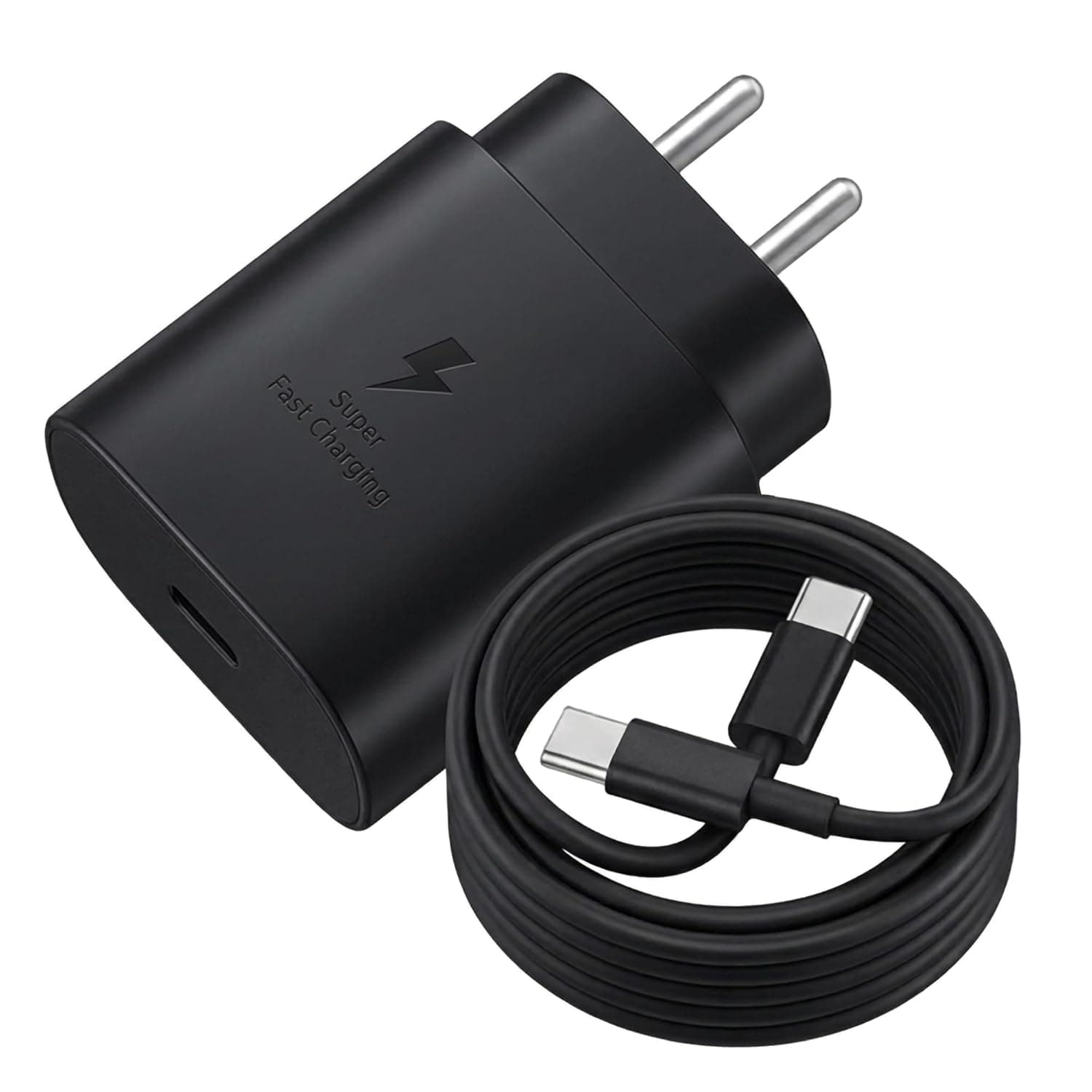 25W Charger for Samsung with Type-C to C Cable | Super Fast Charging for Galaxy S26/S25 Ultra, S24 FE, A56/A36/A16, M15/M17/M55 5G, F15/F55/Z Fold & S/A/M/F/Z Series Phones (Black) - BIS Certified