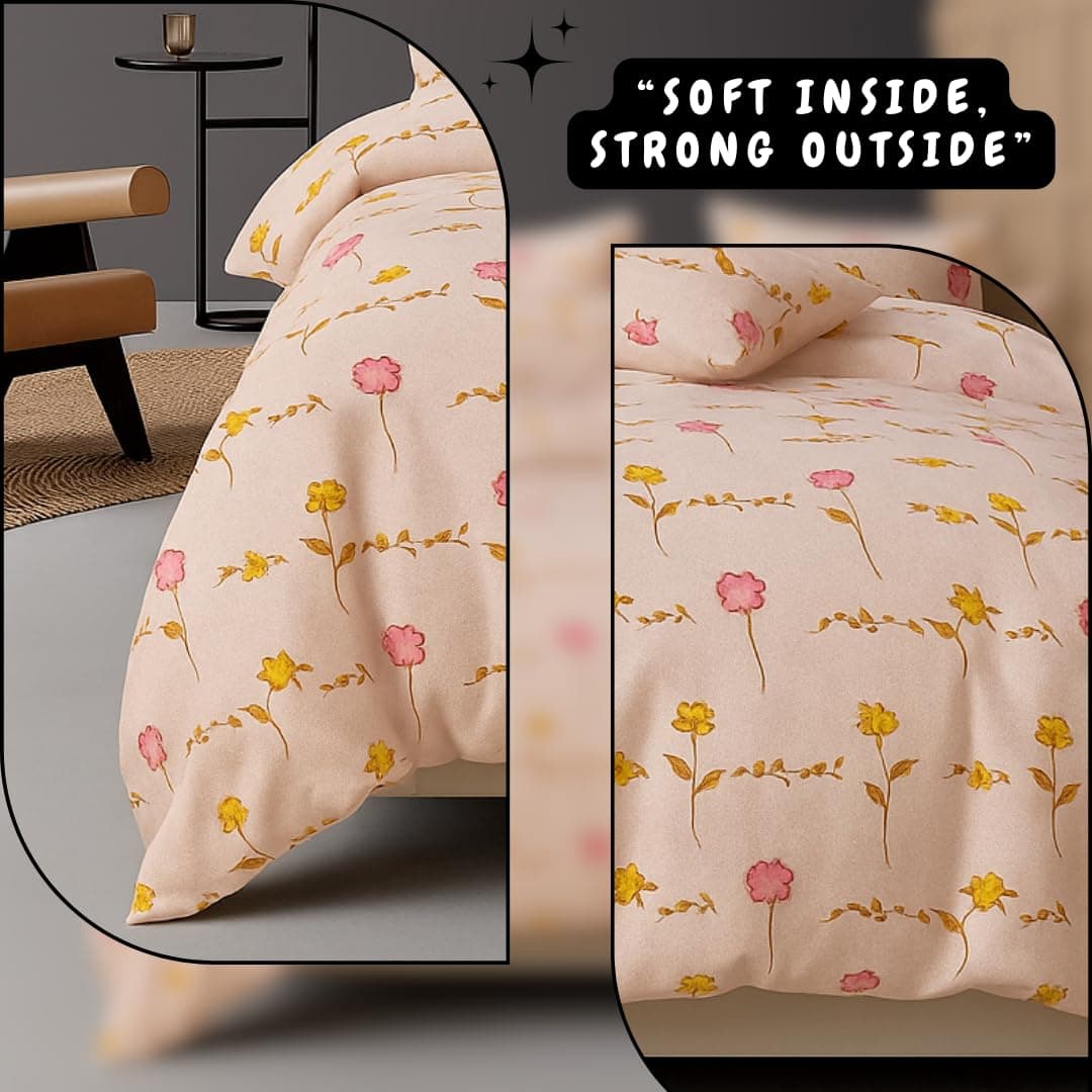 BSB HOME 300 TC Microfiber XXL Soft Cotton Super King Size Bedsheet for Double Bed, King Size 108 Inches X 108 Inches, 9 Feet, 275 X 275 cm with 2 Large Size Pillow Covers - Rose Pink